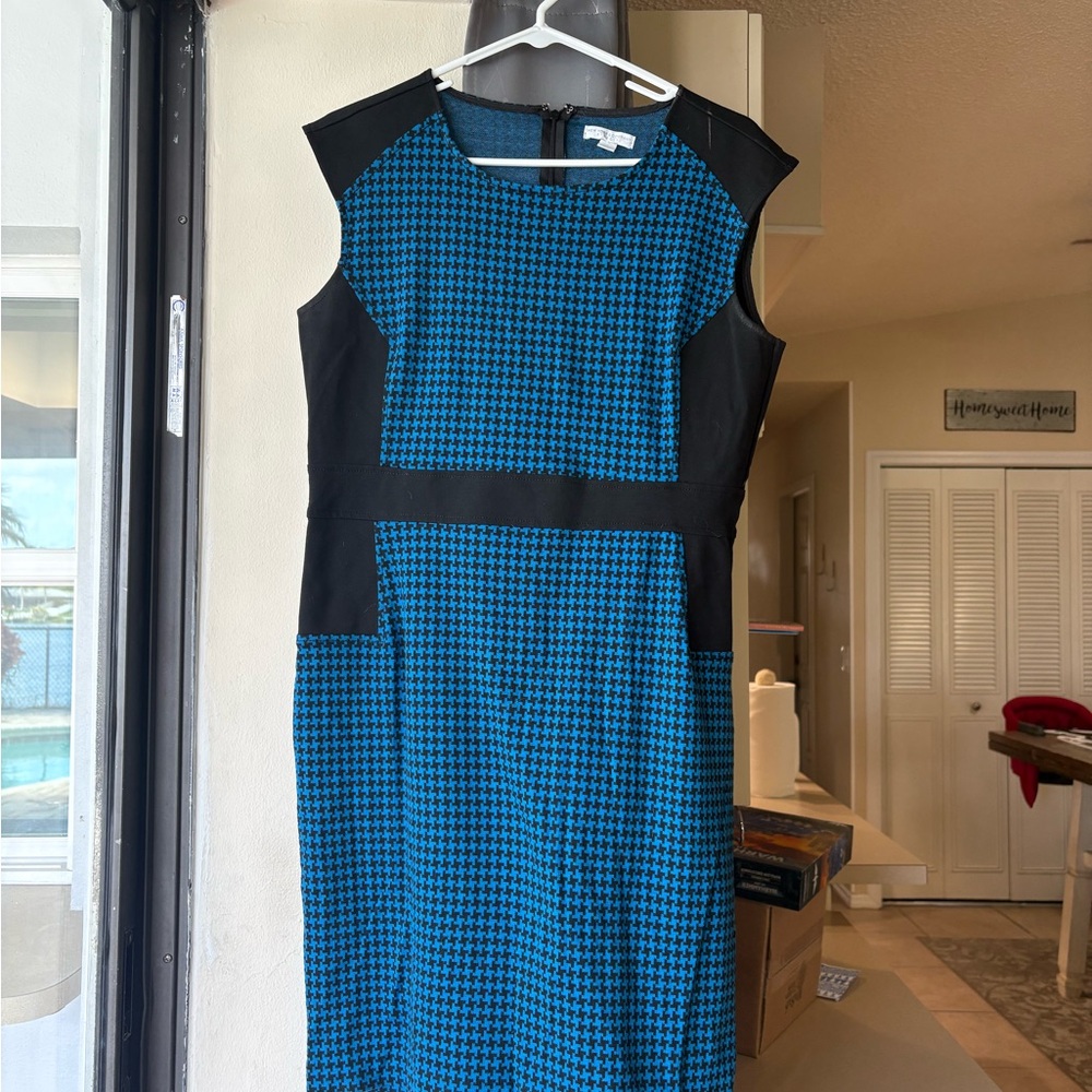 New York & Company Blue and Black Midi Dress